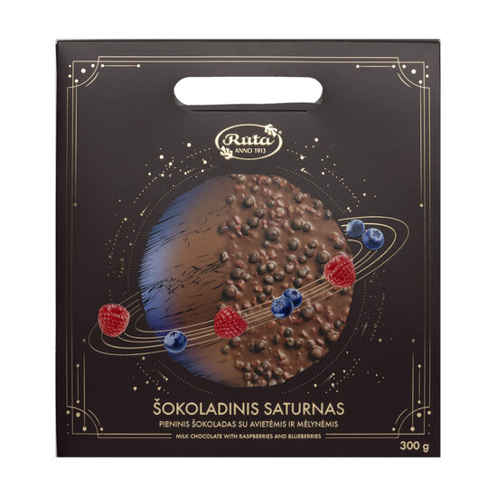 SATURN piena šokolādes 32% ar avenem un mellenem 300g Lietuva